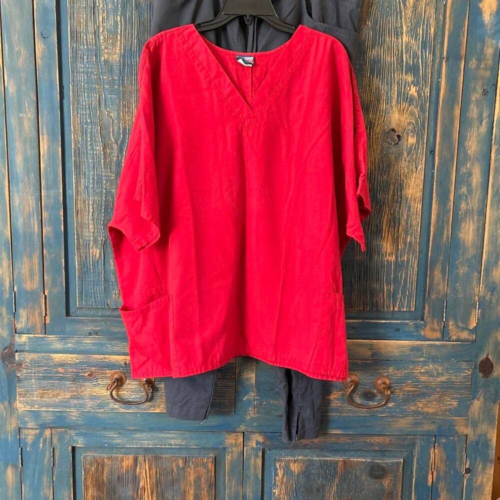Red scrub top with pockets